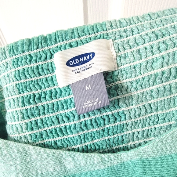 EUC Old Navy Smocked Plaid Mini Dress in Aqua Green Cotton Sundress - M - Picture 3 of 5